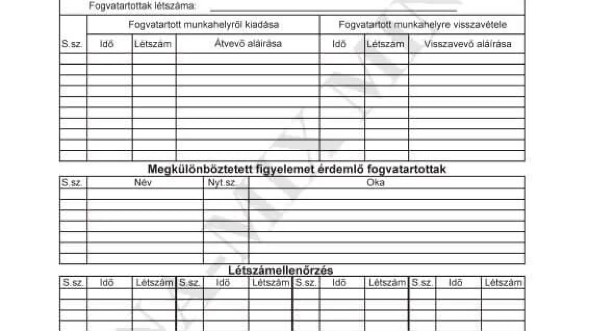 Munkahelyi szolgálati napló